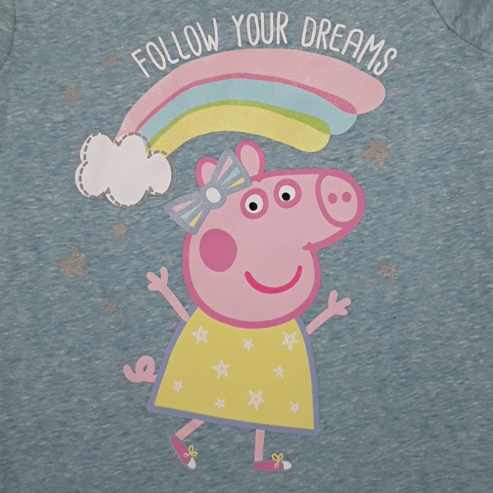 PEPPA PIG T-Shirt - Toddler Girls Blue Follow Dreams Peppa Graphic T-Shirt - Picture 3 of 7